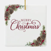 家族素朴写真メリークリスマス セラミックオーナメント (裏面)