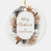 家族素朴名のクリスマスデザイン セラミックオーナメント (裏面)