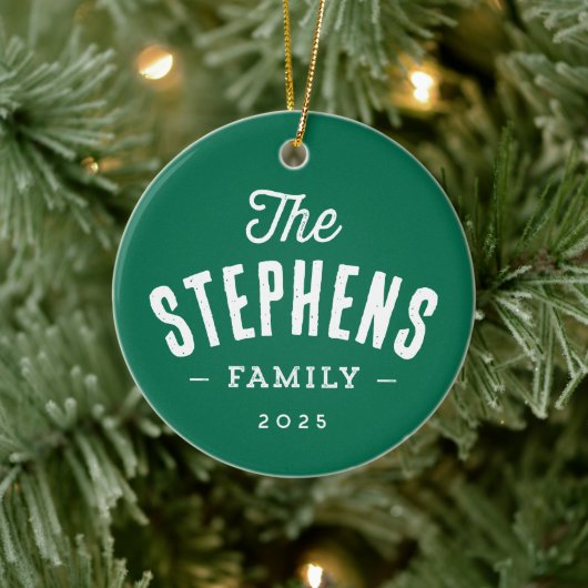 家族素朴名シンプル緑の写真 セラミックオーナメント (ツリー)