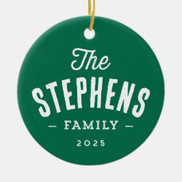 家族素朴名シンプル緑の写真 セラミックオーナメント
