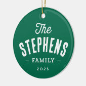 家族素朴名シンプル緑の写真 セラミックオーナメント (左)