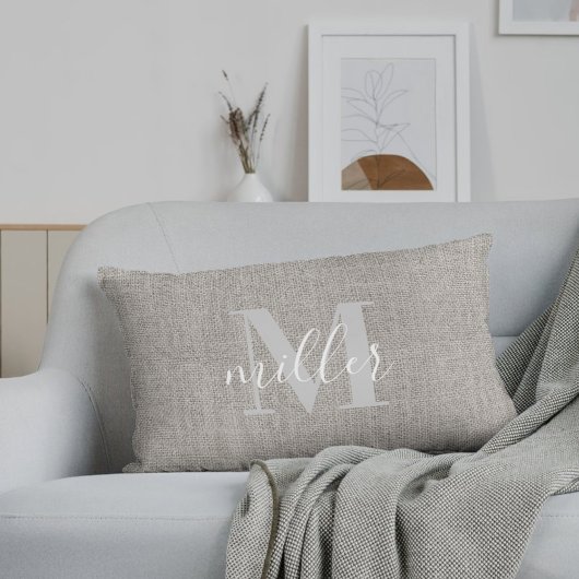 家族素朴名モノグラムのLumbar枕 ランバークッション