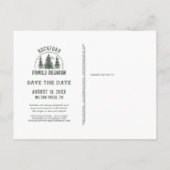 家族素朴懇親会の森の木の日付を保存 インビテーションポストカード (裏面)