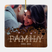 家族素朴2写真クリスマス セラミックオーナメント (裏面)