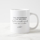 家族結婚記念ハート写真コラージュ ジャンボコーヒーマグカップ (右)