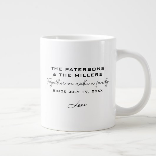 家族結婚記念ハート写真コラージュ ジャンボコーヒーマグカップ (右)