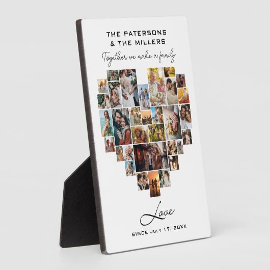 家族結婚記念ハート写真コラージュ フォトプラーク (側面)