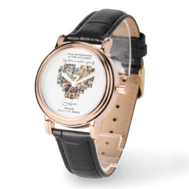 家族結婚記念ハート写真コラージュ 腕時計