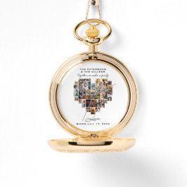 家族結婚記念ハート写真コラージュ 腕時計