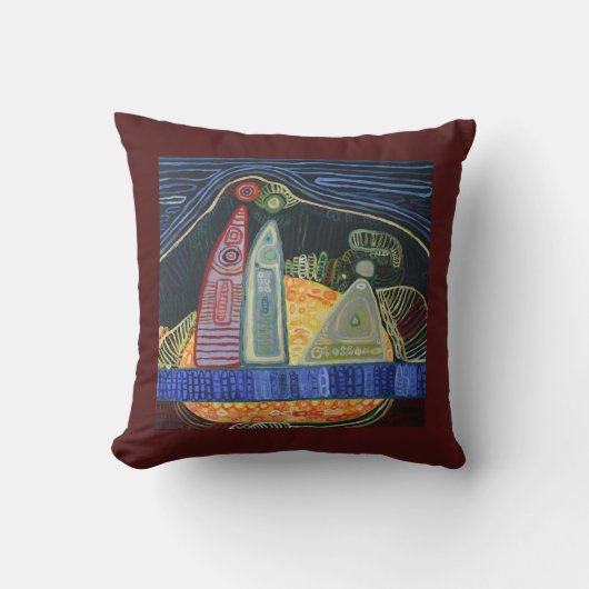 家族絵画のスロークッション クッション (正面)