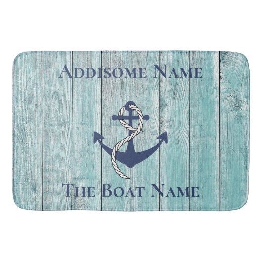 家族航海のボート名海軍いかりテーブルランプ バスマット (正面)