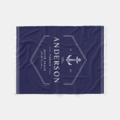 家族航海のモダンいかりボートセーラービーチ フリースブランケット (正面(横))