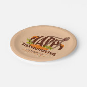 家族芸術的感謝祭ターキーブラウン&オレンジ ペーパープレート (アングル)