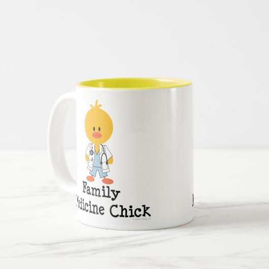 家族薬のひよこのマグ ツートーンマグカップ (正面左)
