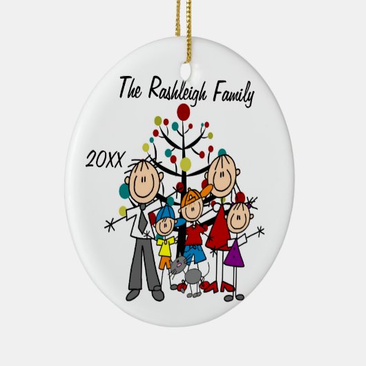 家族親、2人の男の子、女の子、猫のオーナメント セラミックオーナメント (右)