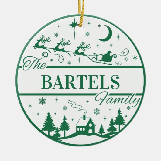 家族記念サンタウィズスリーカスタムクリスマス セラミックオーナメント (正面)