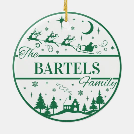 家族記念サンタウィズスリーカスタムクリスマス セラミックオーナメント (裏面)