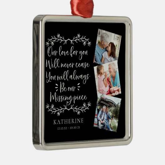 家族記念三写真記念 メタルオーナメント (右)