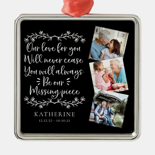 家族記念三写真記念 メタルオーナメント (正面)