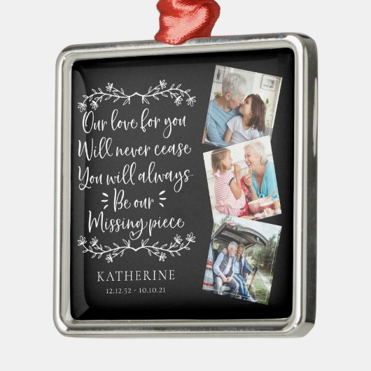家族記念三写真記念 メタルオーナメント (左)