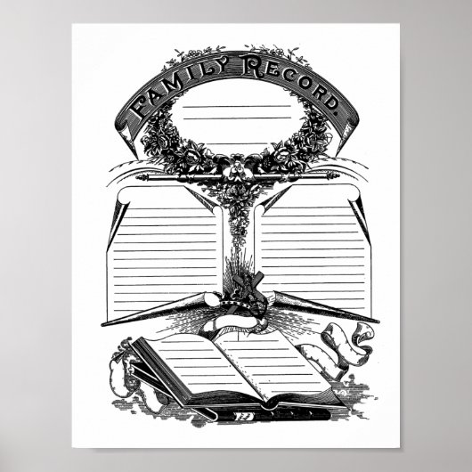 家族記録誕生死亡婚姻証明書の芸術 ポスター (正面)