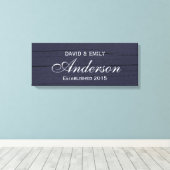 家族設立ダークブルー家族名記号 キャンバスプリント (インサイチュ (ウッドフロア))