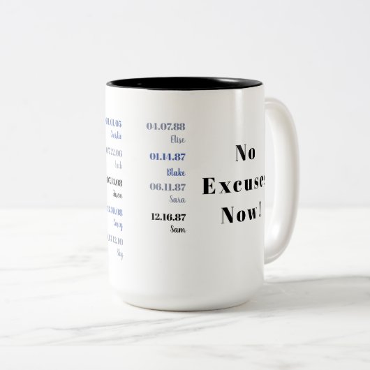 家族誕生日リストコーヒーマグ ツートーンマグカップ (正面右)