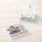 家族読の時間パパあなたは私のヒーロー ガラスコースター (アングル)