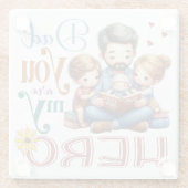 家族読の時間パパあなたは私のヒーロー ガラスコースター (裏面)