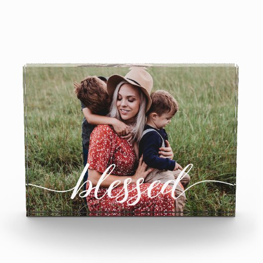 家族賛美スクリッパーソナライズされたト写真 フォトブロック (正面)