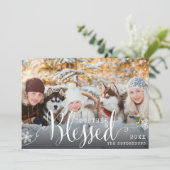 家族賛美写真雪のクリスマス シーズンカード (スタンド正面)