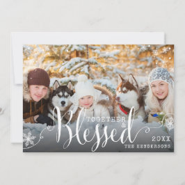 家族賛美写真雪のクリスマス シーズンカード