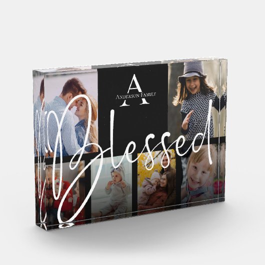 家族賛美名Script Monogram Photo Collage フォトブロック (左)