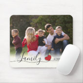 家族赤いハート書 |横向き写真 マウスパッド (マウス)