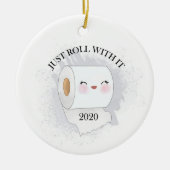 家族転がのクリスマスとおもしろい一緒に セラミックオーナメント (正面)