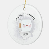 家族転がのクリスマスとおもしろい一緒に セラミックオーナメント (左)