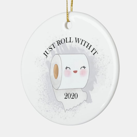 家族転がのクリスマスとおもしろい一緒に セラミックオーナメント (左)