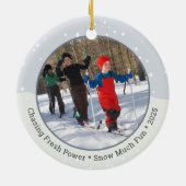 家族連れのスキー旅行写真 セラミックオーナメント (裏面)
