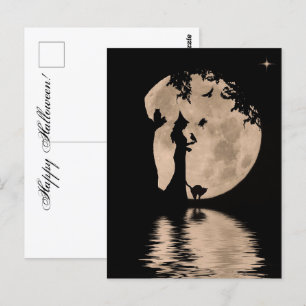 家族連れのハロウィーン美しい魔女 ポストカード