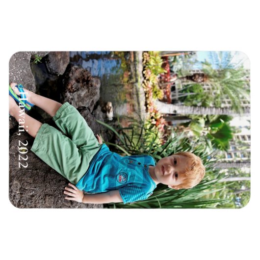 家族連れの子供の写真冷蔵庫マグネット マグネット (横)