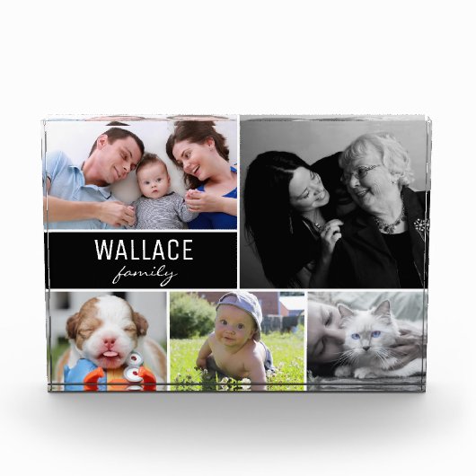 家族連れ写真コラージュクリスマスプレゼント フォトブロック (正面)