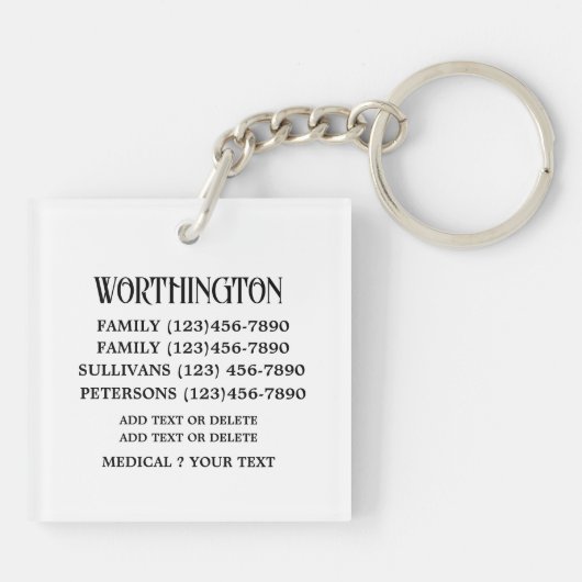 家族連絡情報名を付けて！キーホルダー キーホルダー (裏面)