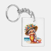 家族連絡情報名を付けて！キーホルダー キーホルダー (正面左)