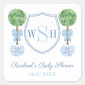 家族頭が切れるモノグラムの紋章ボクウッドのトピアリー スクエアシール (正面)