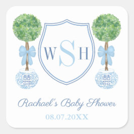 家族頭が切れるモノグラムの紋章ボクウッドのトピアリー スクエアシール