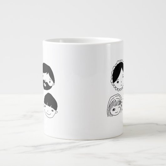 家族顔漫画 ジャンボコーヒーマグカップ (正面)