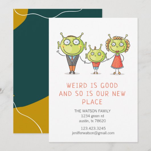 家族風変わりの移動に関する通知カードが正しい カード (正面/裏面)