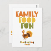 家族食べ物おもしろいトルコ感謝祭Invitati ポストカード (正面/裏面)