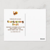 家族食べ物おもしろいトルコ感謝祭Invitati ポストカード (裏面)