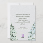 家族1枚の写真北欧の雪松の木クリスマス シーズンカード (裏面)